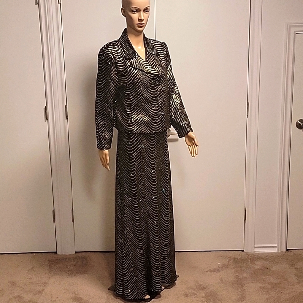 St. John full length formal dress and jacket